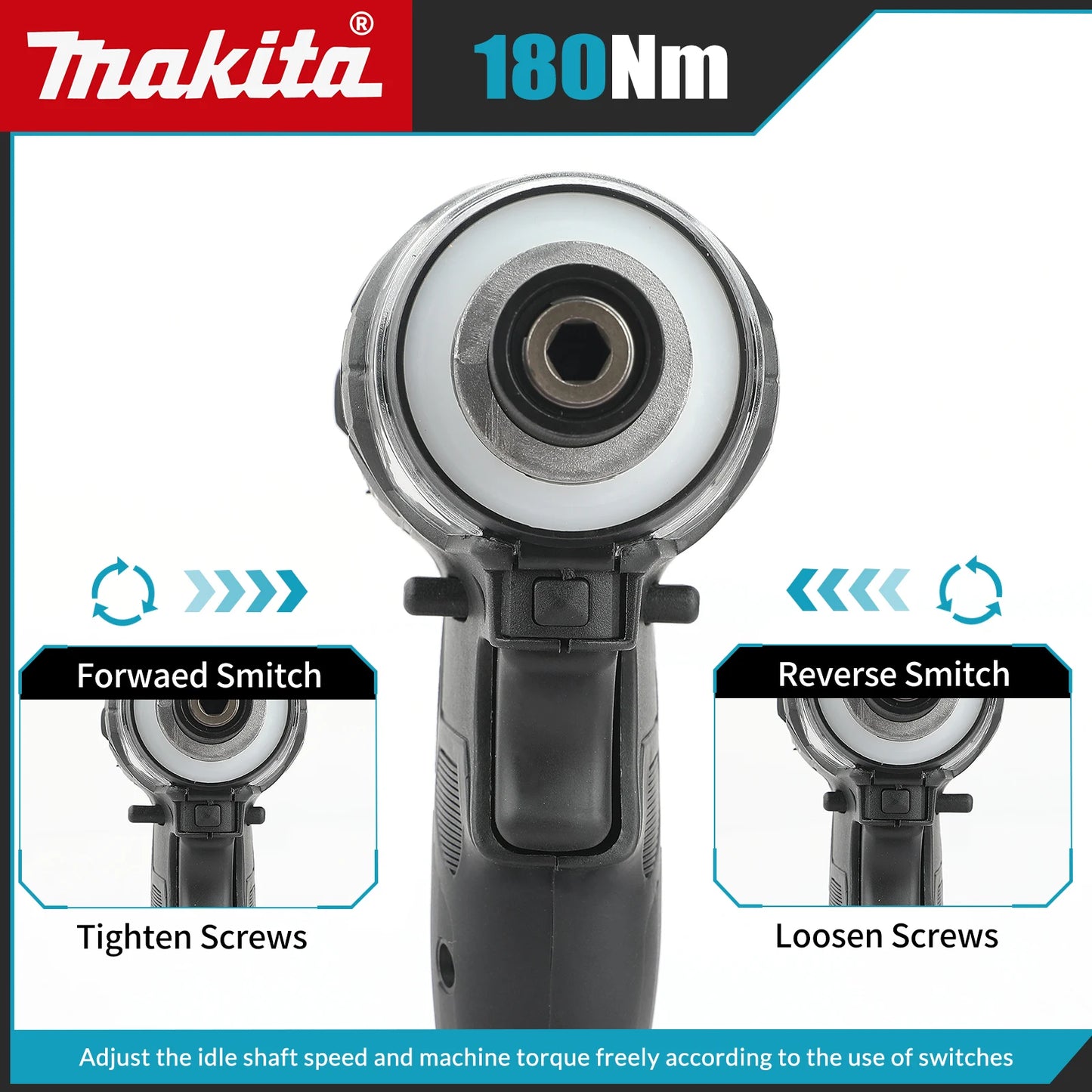Makita 18V DTD173 18V Cordless Impact Driver LXT BL Brushless Motor Electric Drill Wood/Bolt/T-Mode 180 N·M Rechargeable Power Tools