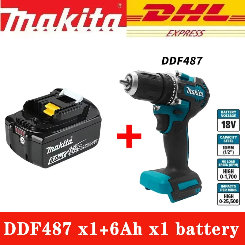 Makita Original DDF487 Brushless Cordless Driver Drill Brushless battery and Charger Combo