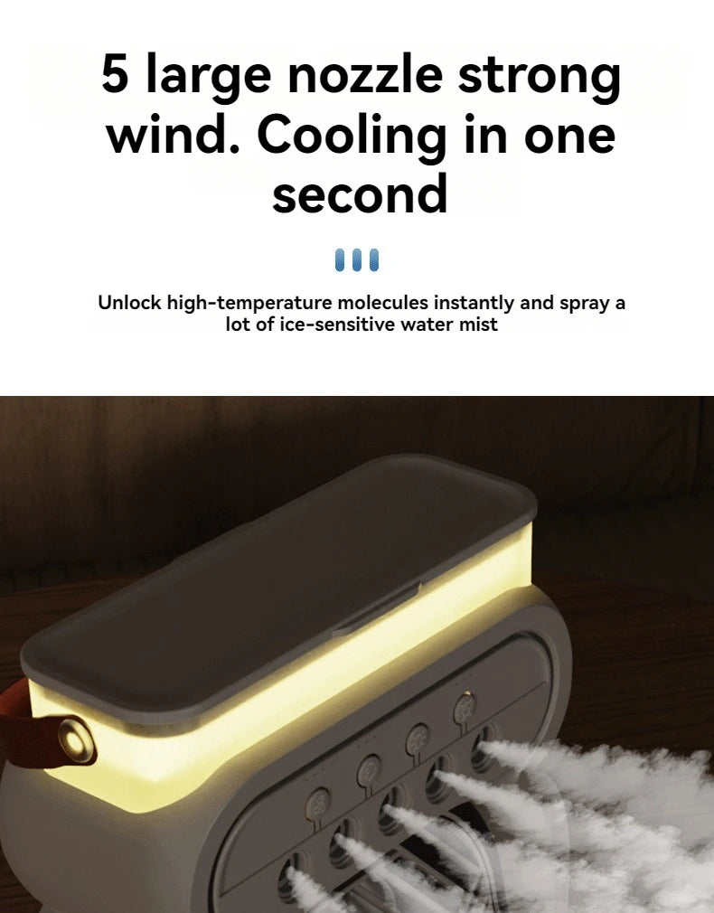 Misting Fan 3 In 1 Fan AIr Conditioner Household Small Air Cooler LED Night Light Portable Humidifier Air Adjustment Fan Office Home Fan