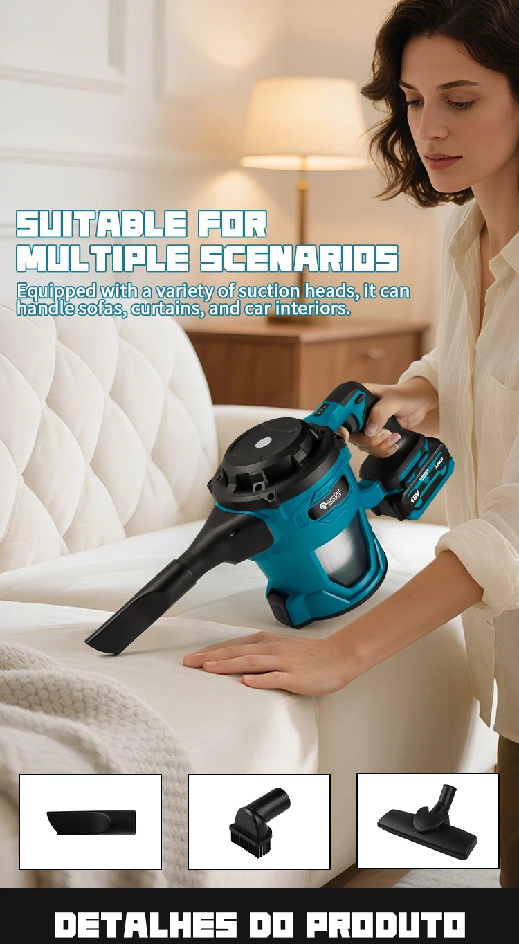 Makita Compatible 16000pa Cordless Electric Vacuum Cleaner Handheld Rechargeable Dry/Wet Dust Carpet Collector Machine for Makita 18v Battery Pin