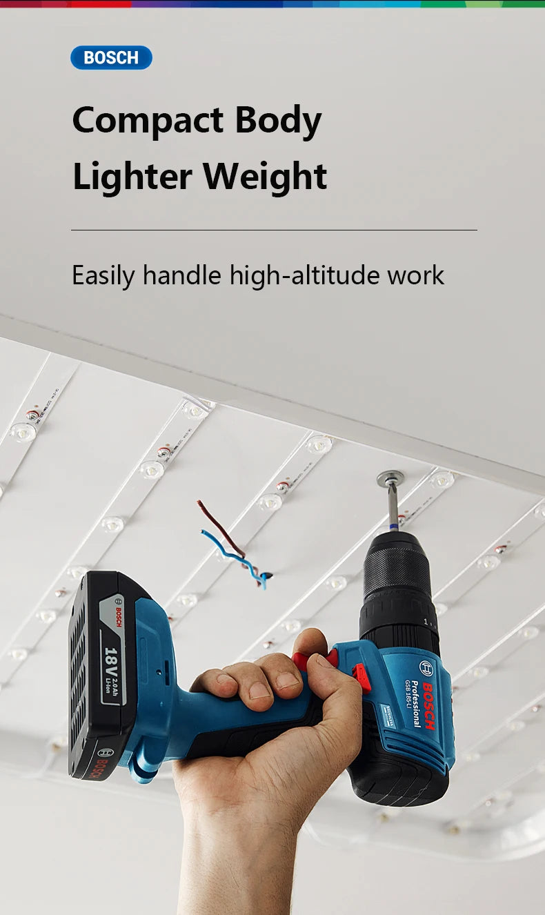 Bosch GSB 185-LI 18V Brushless Cordless Impact Drill 1900RPM Multifunctional Electric Screwdriver Power Tools Rotary Tool