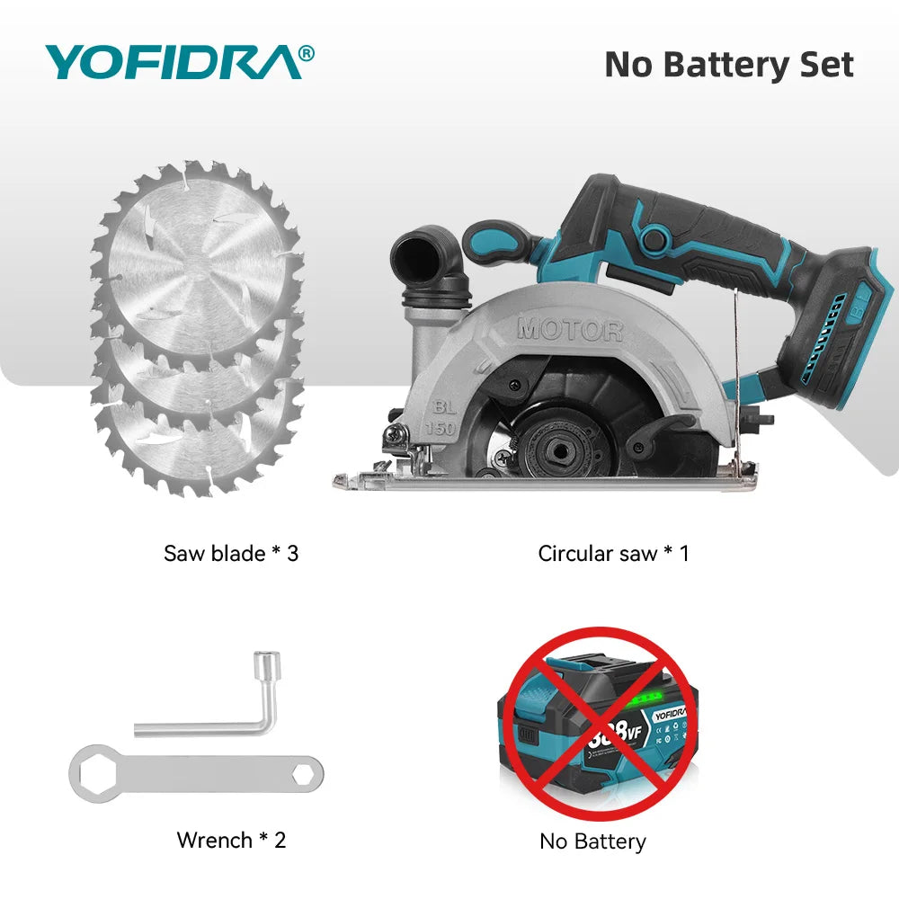 Makita Compatible 18V 6 Inch Brushless Circular Saw 45° Adjustable Digital Display Cutting Power Tool For Makita 18V Battery Pin