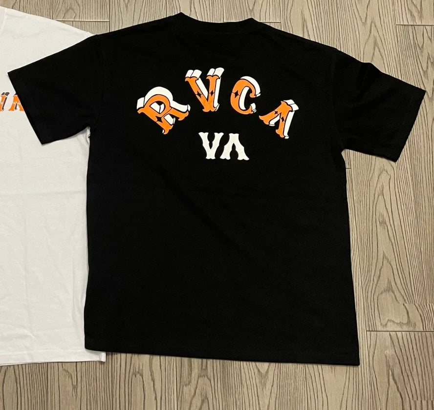 RVCA JV Summer New Dayline RVCA American Street Personalized Large Print Round Neck Quick Drying Short Sleeve T-shirt for Men