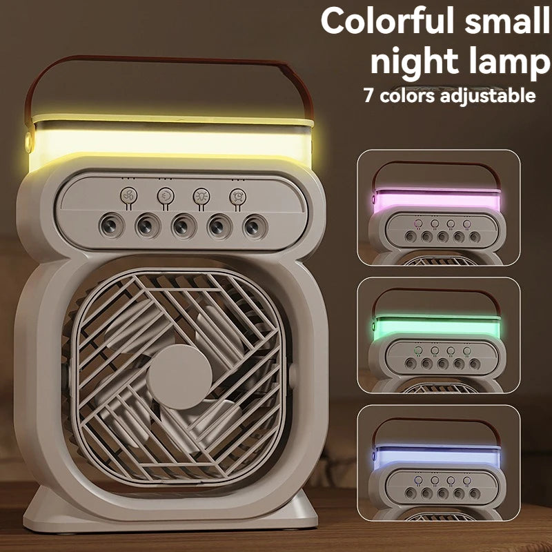 Misting Fan 3 In 1 Fan AIr Conditioner Household Small Air Cooler LED Night Light Portable Humidifier Air Adjustment Fan Office Home Fan