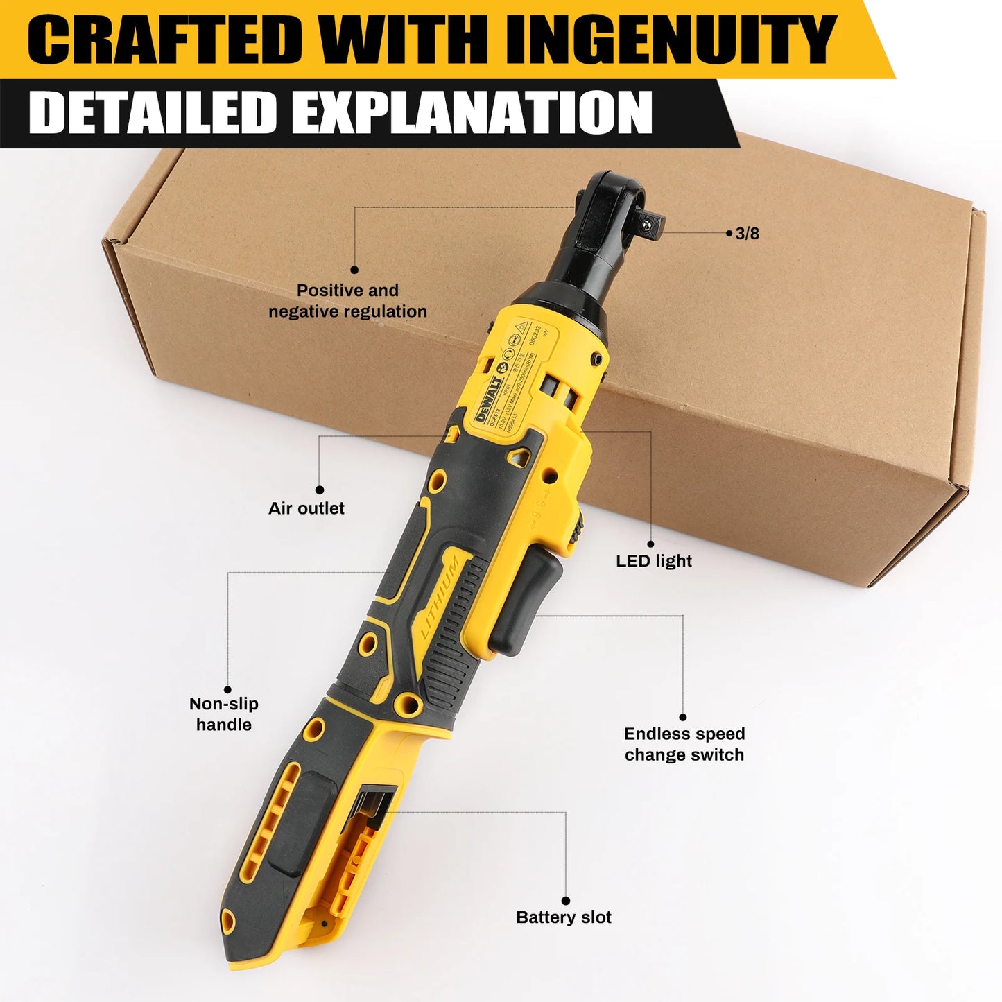 Dewalt DCF512 20V brushless right-angle ratchet wrench 95N.