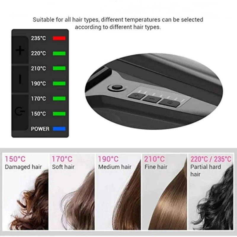 Hair straightener 230°C Professional Steam Hair Straightener Infrared Care Ceramic Coated 2-Inch-Wide Plates for Salon Straightening Styling