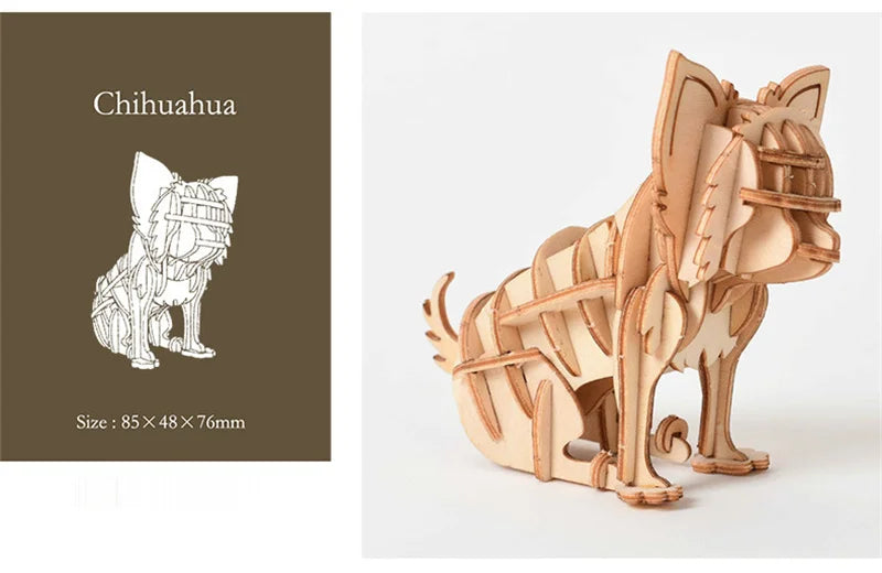 Model JV DIY 3D Wooden Puzzle Model Animal Montessori Toys for Children Crafts Dachshund Skeleton Assembly Gift Set for Kids Adults Teens