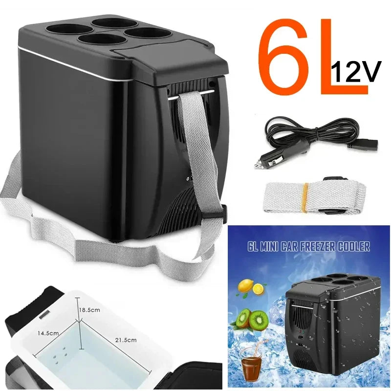 Car Refrigerator 6L Mini Fridge Portable Freezer 12V DC Refrigerator Plug In Cooler Refrige 6L Thermoelectric Cooler