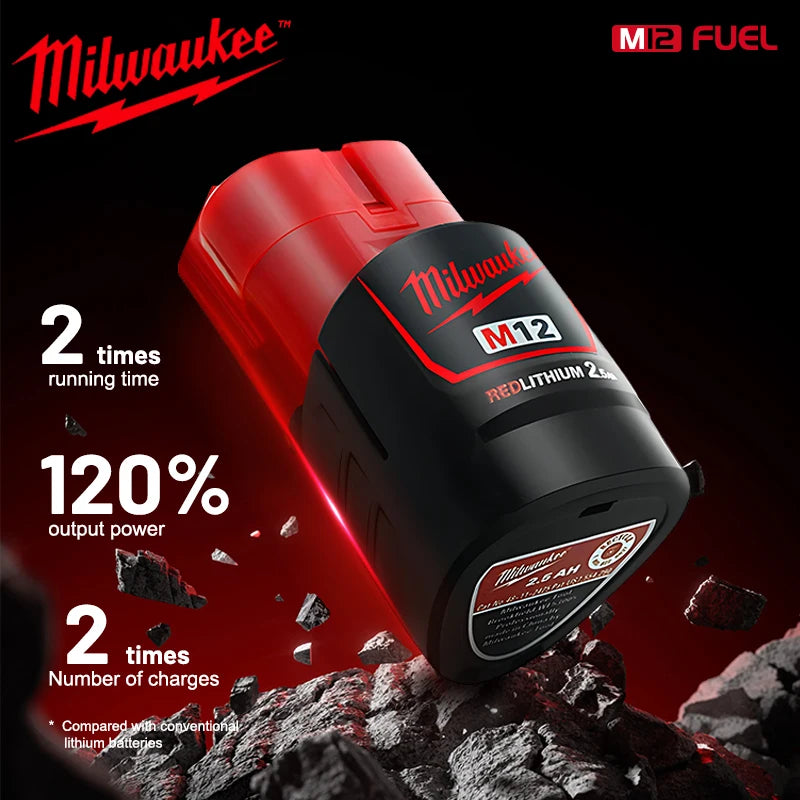 MILWAUKEE Original 12V 2.5AH rechargeable battery, M12 XC- 1pk, 2pk and 3pk