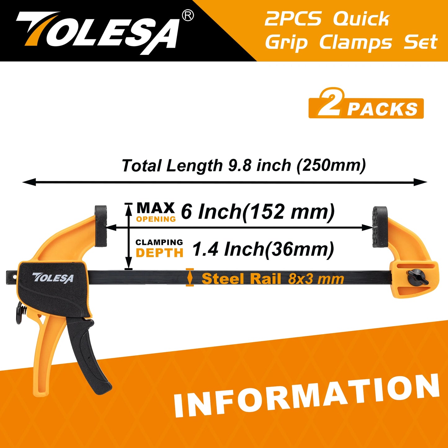 Tolesa A7BC1002 Mini Bar Clamp – 6" of One-Handed Control