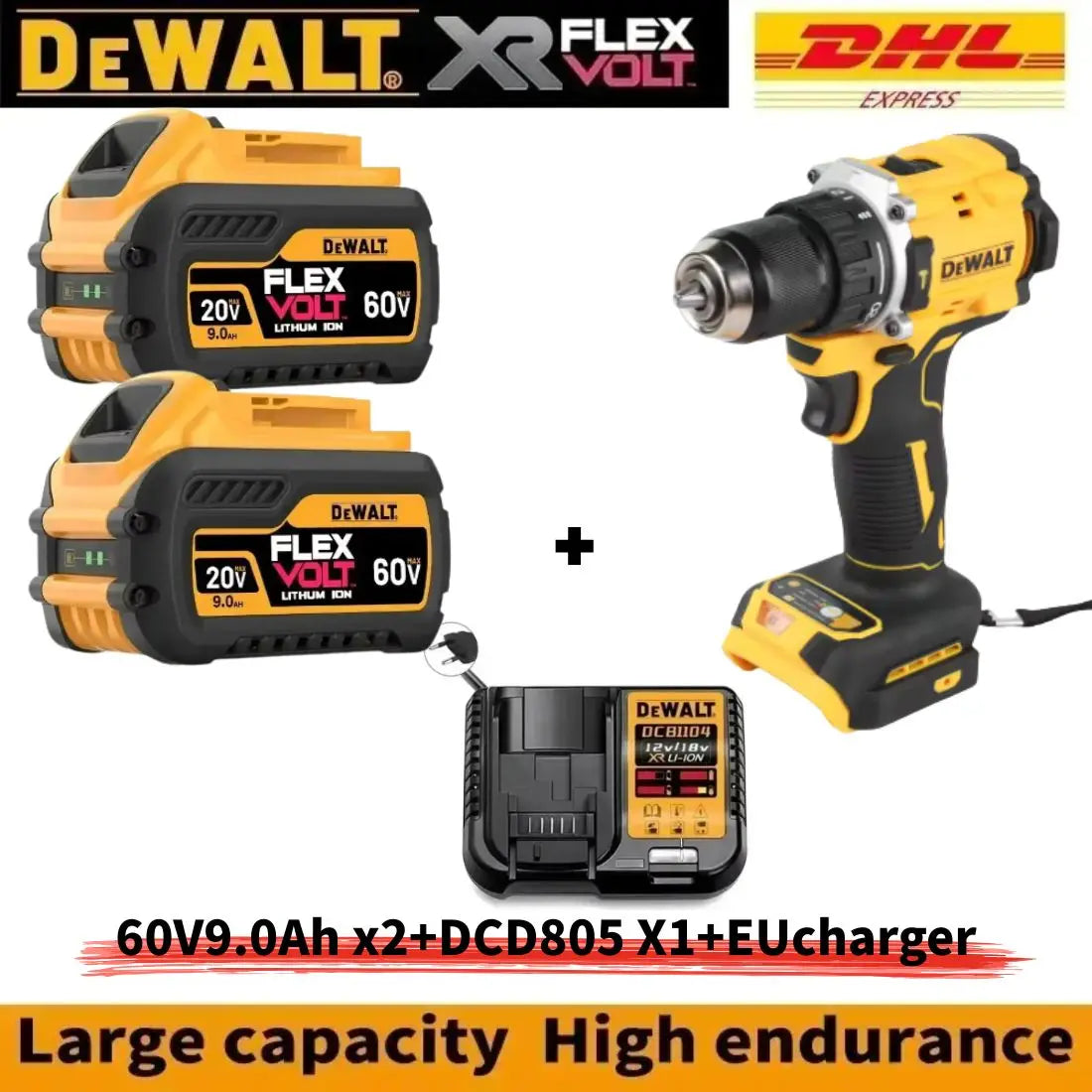 DEWALT Drill and Battery Combo 18V 20V Max Lithium Battery 20V Rechargeable Brushless Compact Electric Screwdriver Hand Drill Impact Drill DCD805