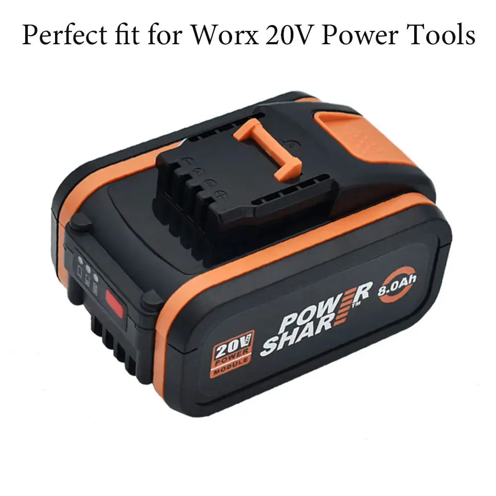 Worx 20V 6.0Ah and 8.0Ah Lithium battery Rechargeable WA3553 WA3551 WA3553.1 WA3570 for All WORX Electric and Garden Tools