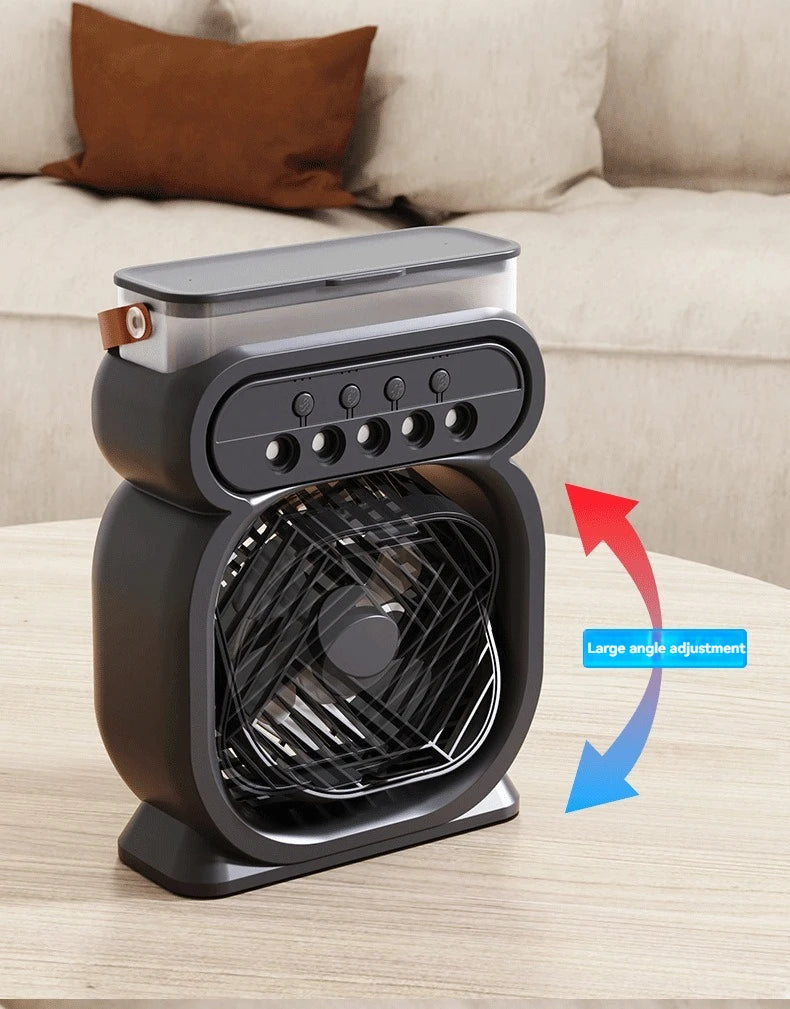 Misting Fan 3 In 1 Fan AIr Conditioner Household Small Air Cooler LED Night Light Portable Humidifier Air Adjustment Fan Office Home Fan