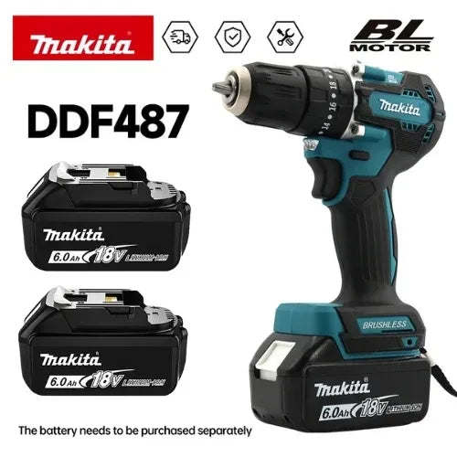 Makita Original DDF487 Brushless Cordless Driver Drill Brushless battery and Charger Combo