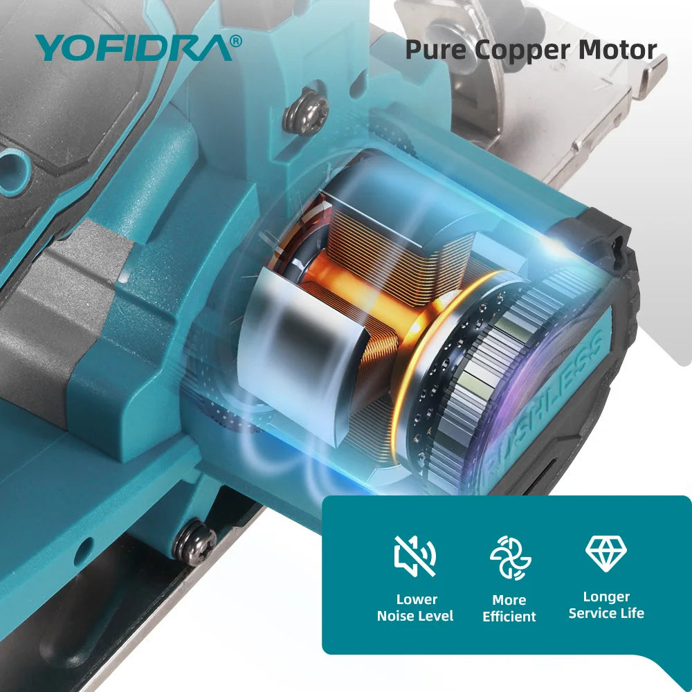 Makita Compatible 18V 6 Inch Brushless Circular Saw 45° Adjustable Digital Display Cutting Power Tool For Makita 18V Battery Pin
