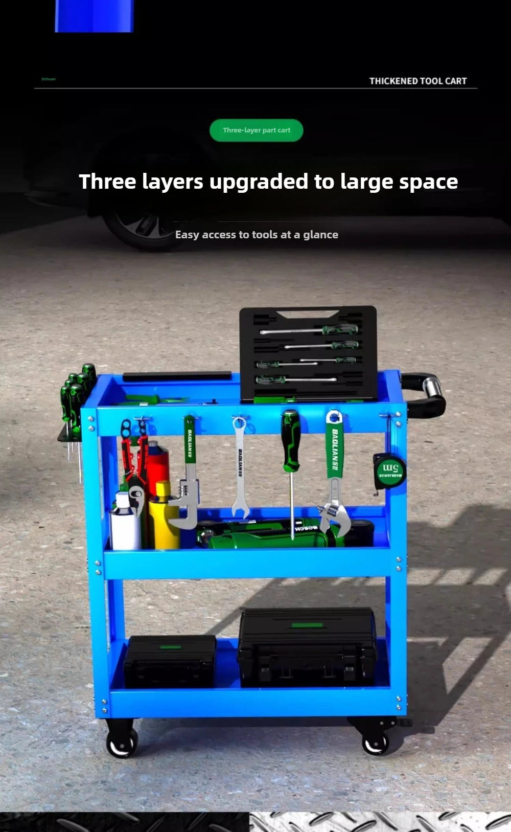 BaoLian Mechanical Workshop ToolsCart Tool Trolley With Brake Wheels Toolbox Cabinet Organizer Holder Garage Workbench Racks