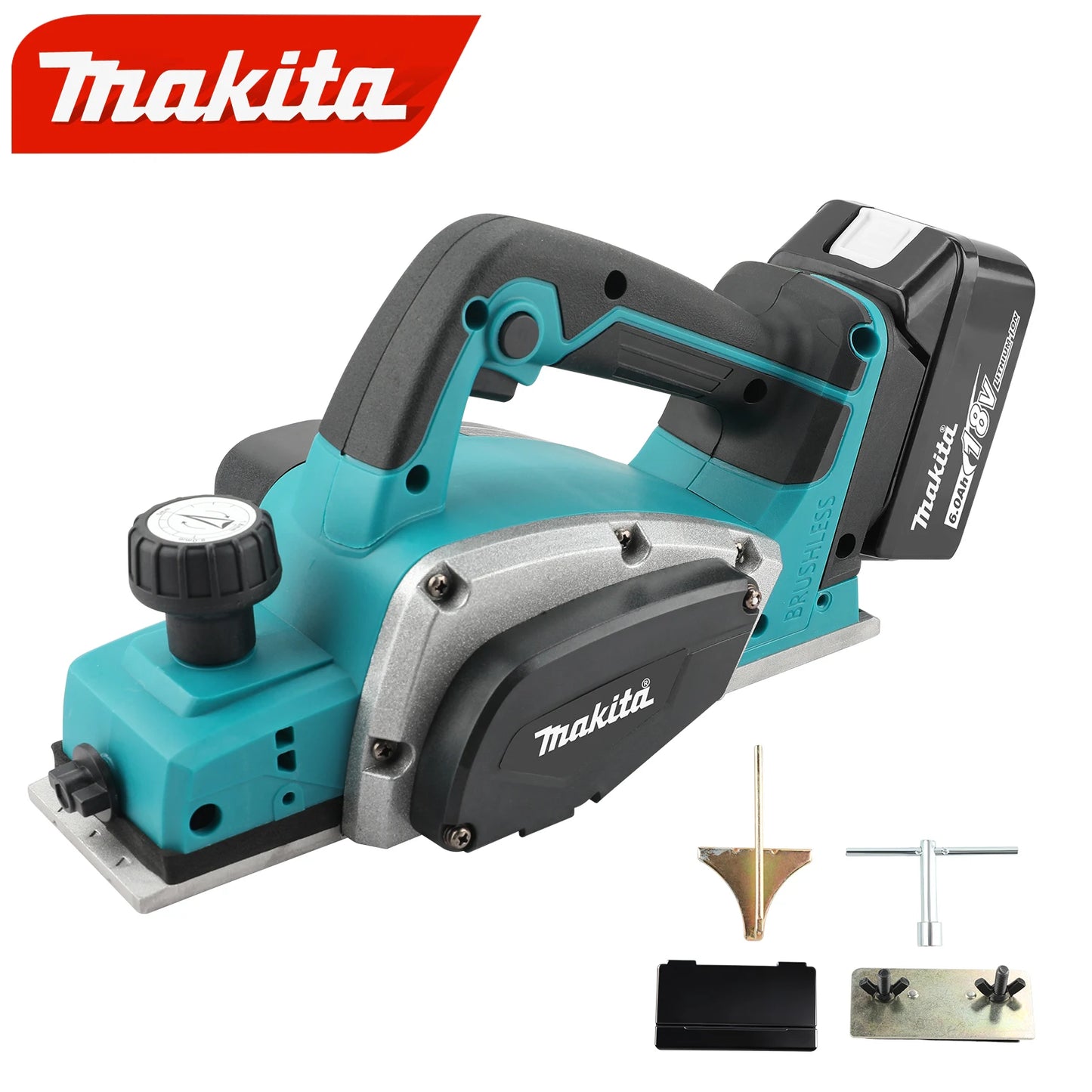 Makita 18V Electric Planer 82mm Planning Width,15000rpm,650W Power,2.5mmCut Depth, Ergonomic Handle for DIY Woodworking&Board Creation
