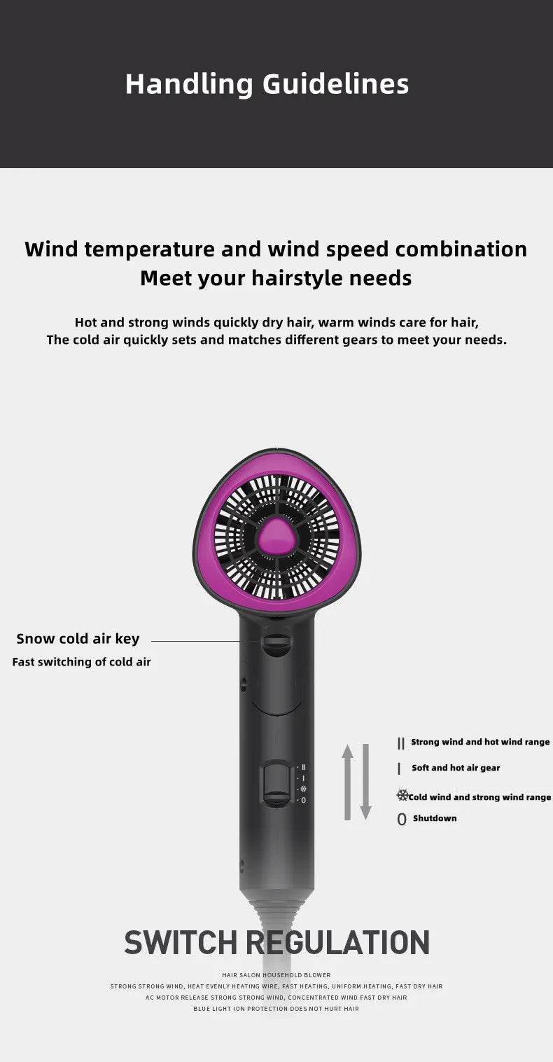 Hair Dryer 1800W Popular Foldable Hair Dryer Blue Light Negative Ion Super Silent