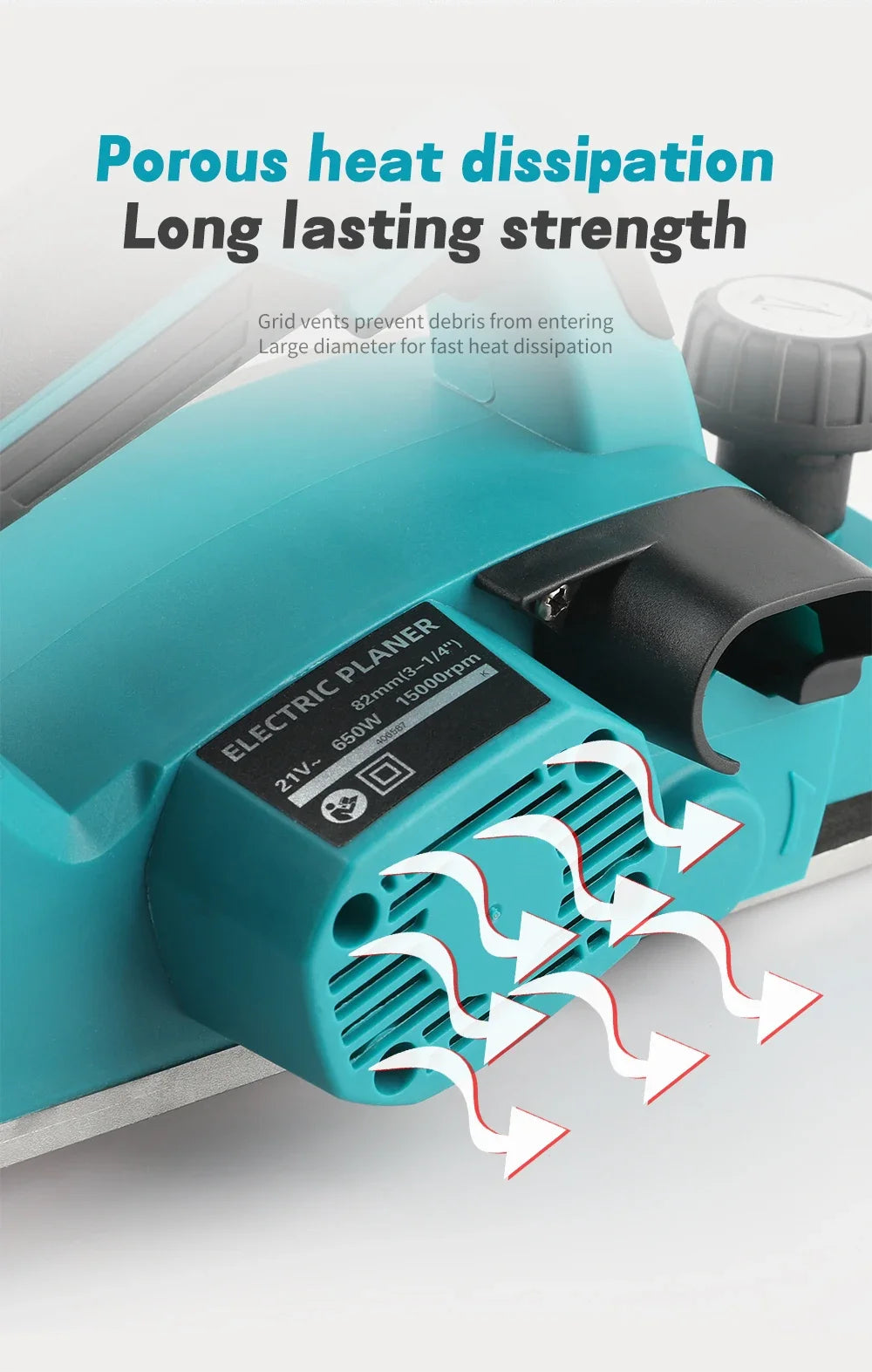 Makita 18V Electric Planer 82mm Planning Width,15000rpm,650W Power,2.5mmCut Depth, Ergonomic Handle for DIY Woodworking&Board Creation