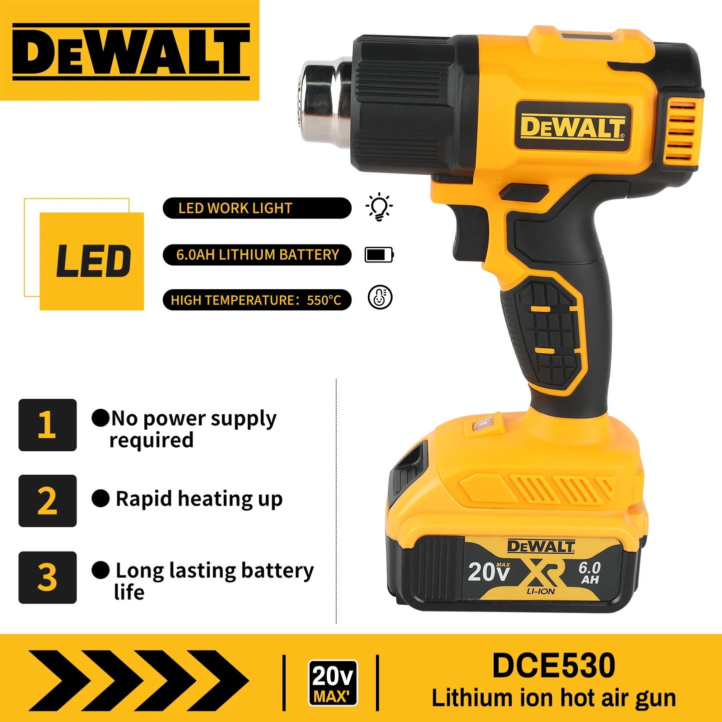 Dewalt 300W High - power Cordless Heat Gun