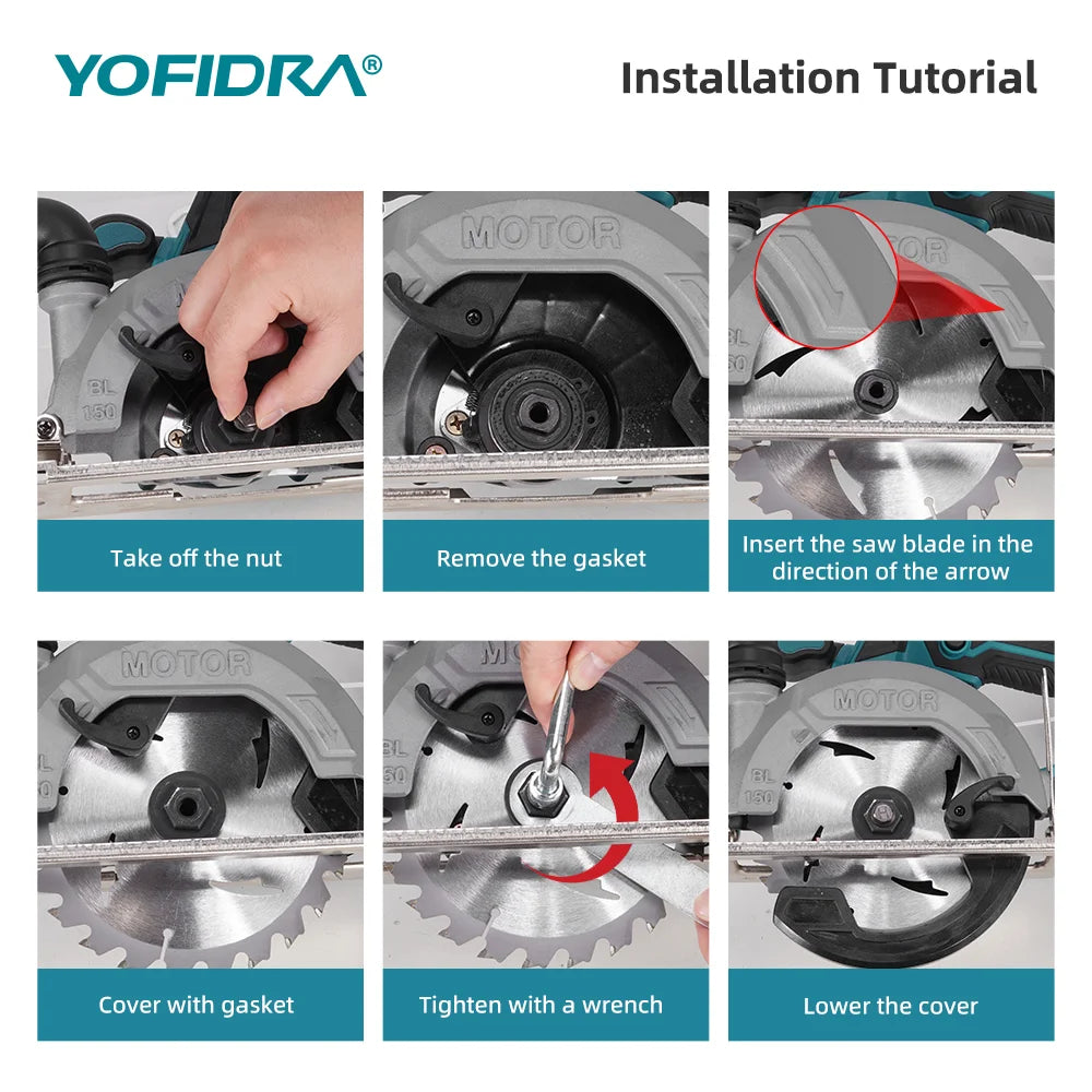 Makita Compatible 18V 6 Inch Brushless Circular Saw 45° Adjustable Digital Display Cutting Power Tool For Makita 18V Battery Pin