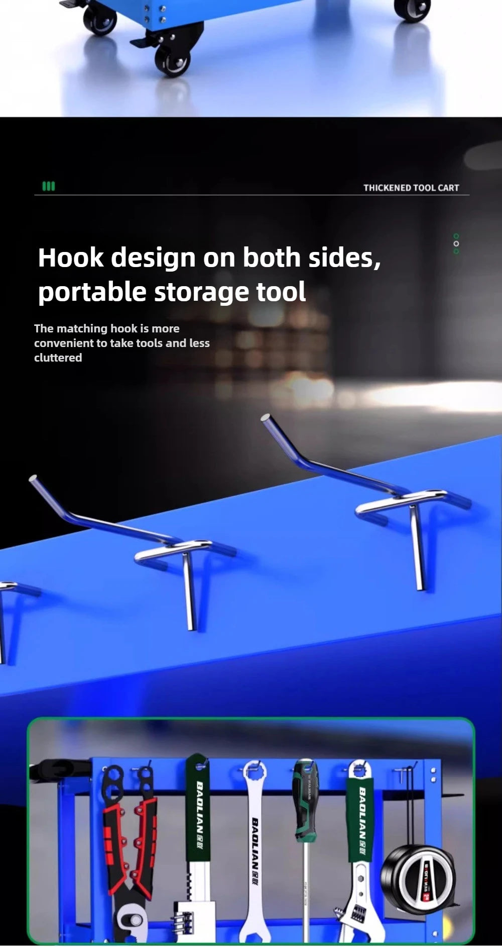 Trolley BaoLian Mechanical Workshop ToolsCart Tool Trolley With Brake Wheels Toolbox Cabinet Organizer Holder Garage Workbench Racks
