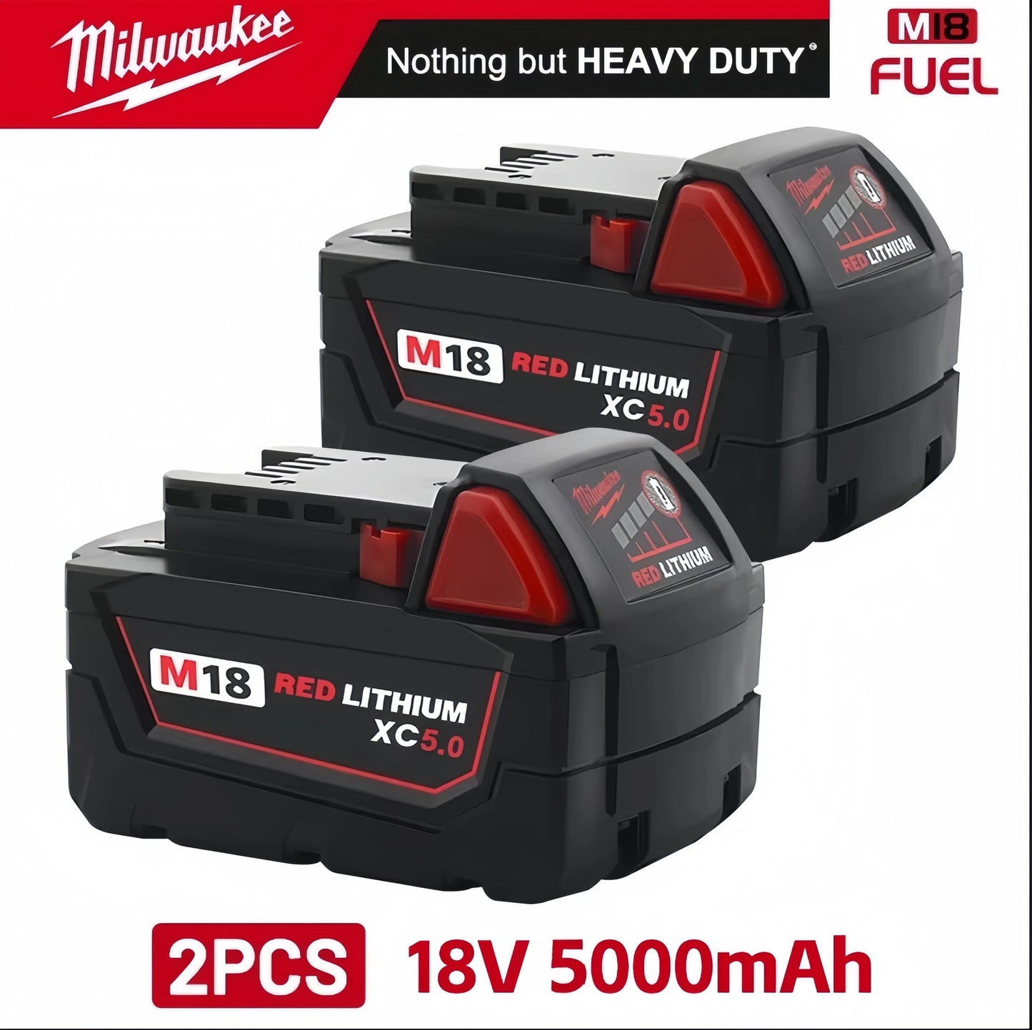 Milwaukee 5.0ah Original M18 B5 18V Li-ion Battery 1pk, 2pk 3pk and charger options
