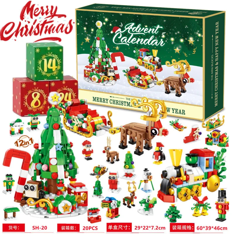 Christmas Advent Calendar JV Box DIY Christmas Tree Train Jesus set Kids 24Days Countdown Calendar New Year Party Christmas Gifts