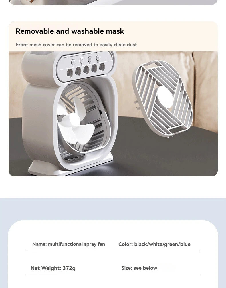 Misting Fan 3 In 1 Fan AIr Conditioner Household Small Air Cooler LED Night Light Portable Humidifier Air Adjustment Fan Office Home Fan