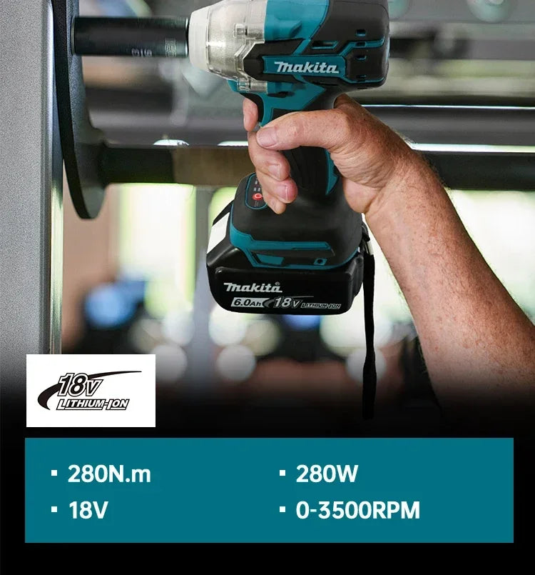 Makita DTW285 18V 320N.M Brushless Impact Wrench with 6.0Ah battery and Charger Kit