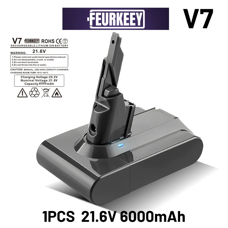 Dyson V7 Battery New 6000 - 8000mAh for Dyson Battery Replacement Original Seamless Compatible, V6 V7 V8 V10 V11 Vacuum Cleaner Battery