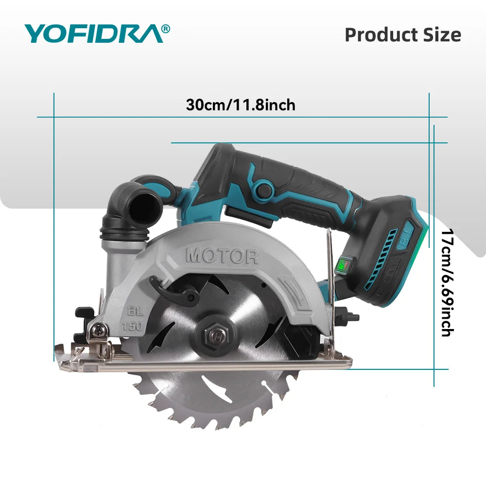 Makita Compatible 18V 6 Inch Brushless Circular Saw 45° Adjustable Digital Display Cutting Power Tool For Makita 18V Battery Pin