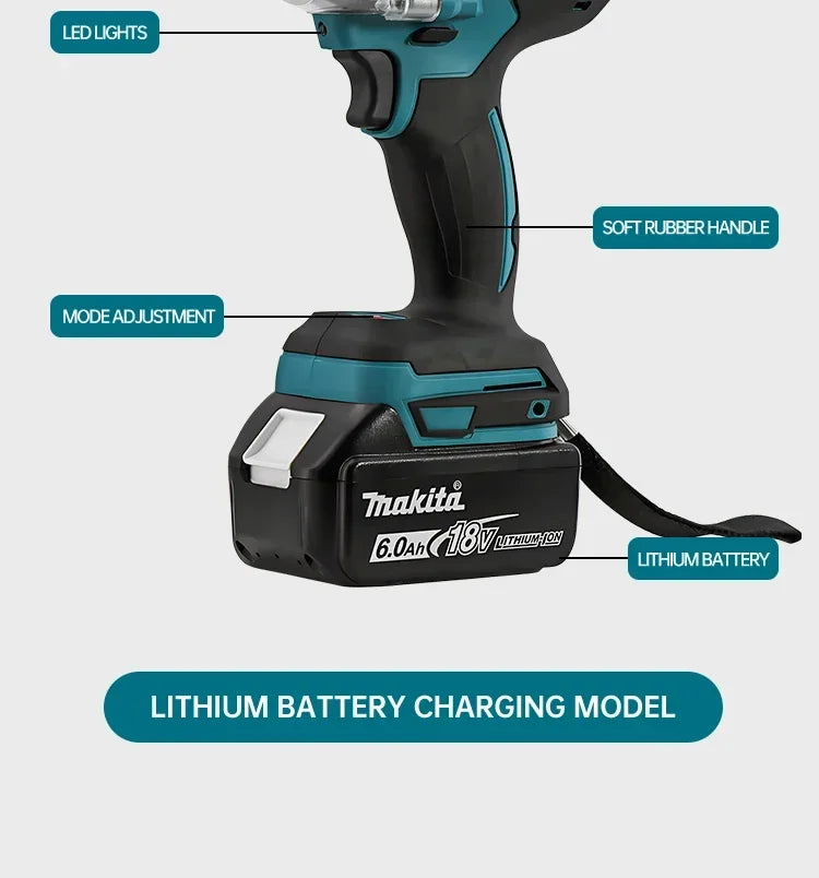 Makita DTW285 18V 320N.M Brushless Impact Wrench with 6.0Ah battery and Charger Kit