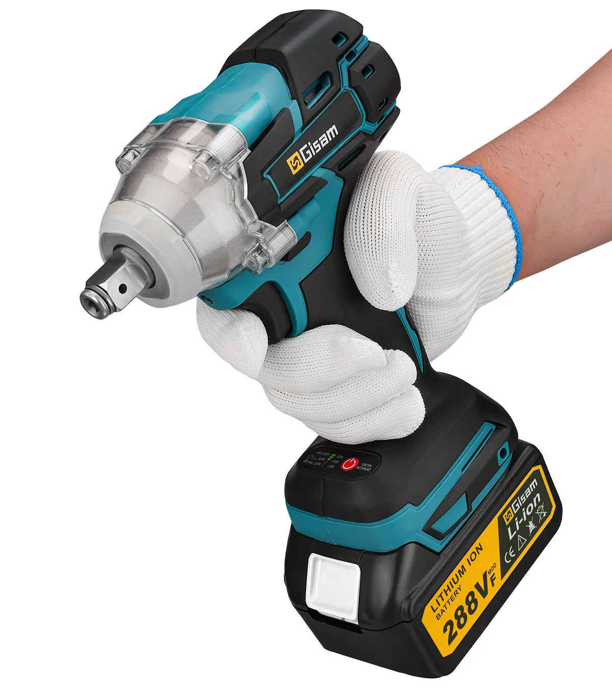 Makita 18V compatible Gisam 520N.M Brushless Electric Impact Wrench Cordless Electric Wrench 1/2inch for Makita 18V Battery Pin Screwdriver Power Tool