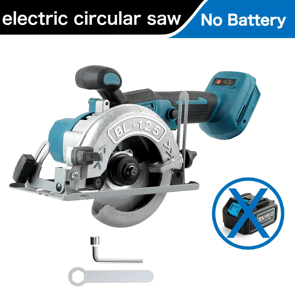 Makita Compatible 18V JV Brushless Circular Saw 125mm Cordless Electric Saw Adjustable Wood Cuttiing Machine Handheld Woodworking Saw for Makita Battery