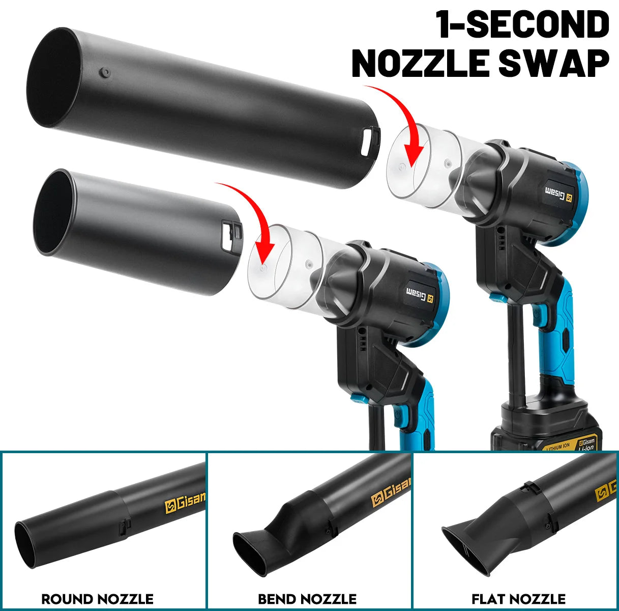 Makita Compatible 18V Gisam 35000RPM Brushless Electric Air Blower 2in1 Turbo Blower Fan Leaf Dust Snow Blowing Clean Tool For Makita 18V Battery Pin