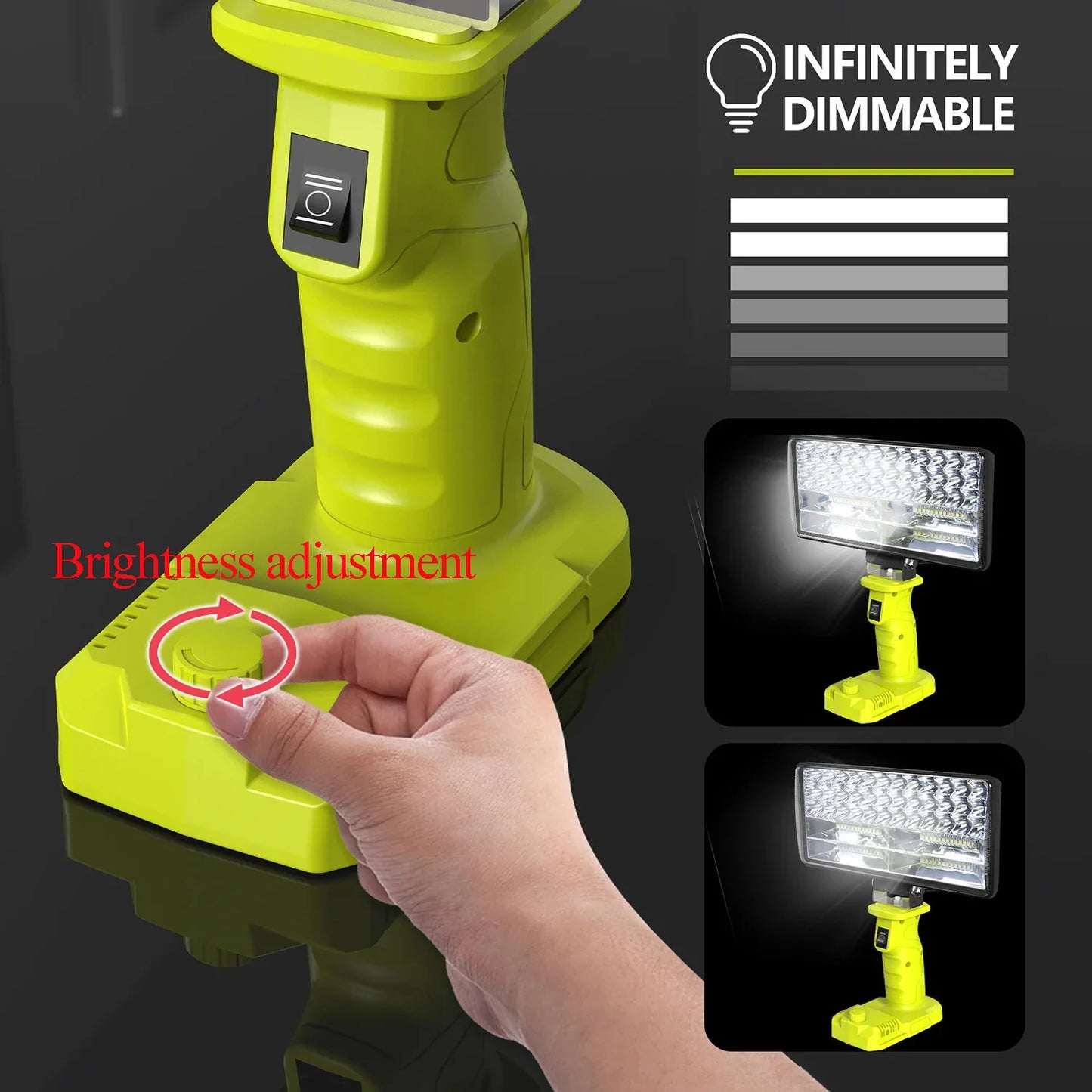 LED Work/Camp Light with USB Phone charging port for Ryobi 18V Lithium One+ Battery. 3 sizes