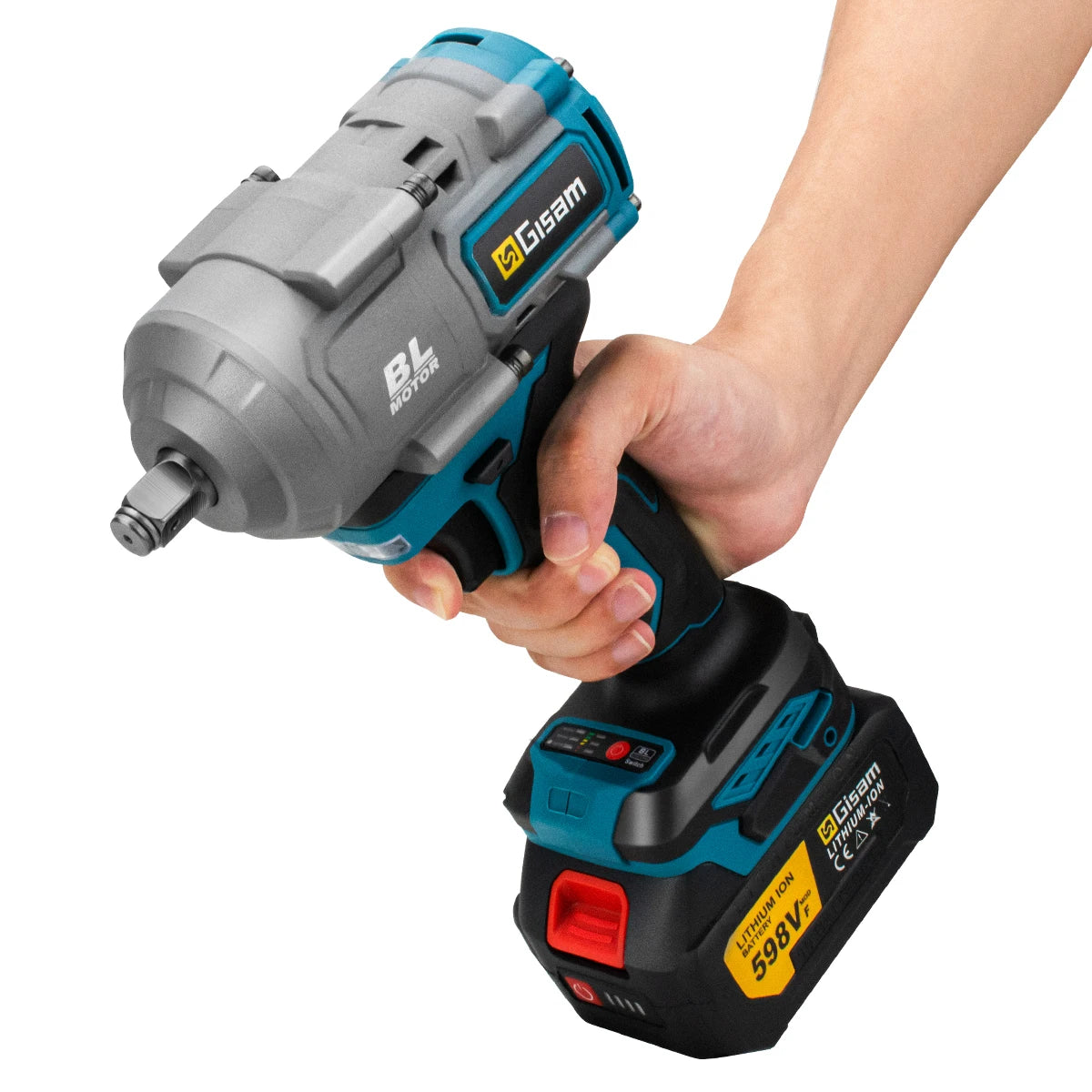Makita 18V Compatible Gisam 2000N.M Torque Brushless Electric Impact Wrench 1/2 inch Screwdriver Cordless Wrench Power Tool For Makita 18V Battery Pin