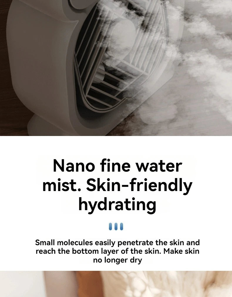Misting Fan 3 In 1 Fan AIr Conditioner Household Small Air Cooler LED Night Light Portable Humidifier Air Adjustment Fan Office Home Fan