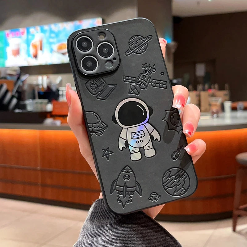 iPhone Luxury Cortex Astronaut Phone Case For iPhone 15 14 13 12 11 Pro Max 7 8 Plus X Xs XR Max Laser Bumper Cases Back Cover Cases