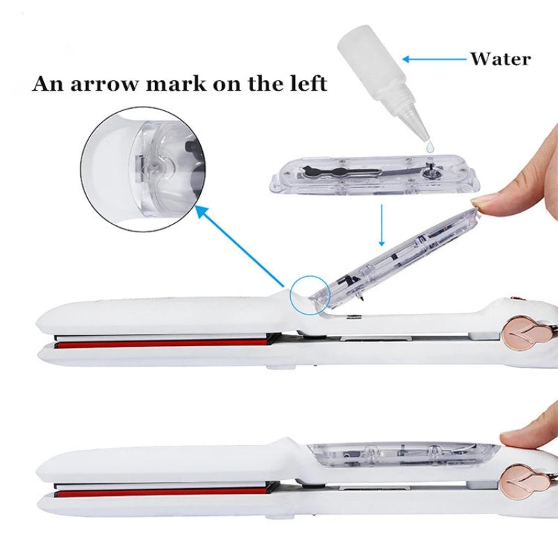 Hair straightener 230°C Professional Steam Hair Straightener Infrared Care Ceramic Coated 2-Inch-Wide Plates for Salon Straightening Styling