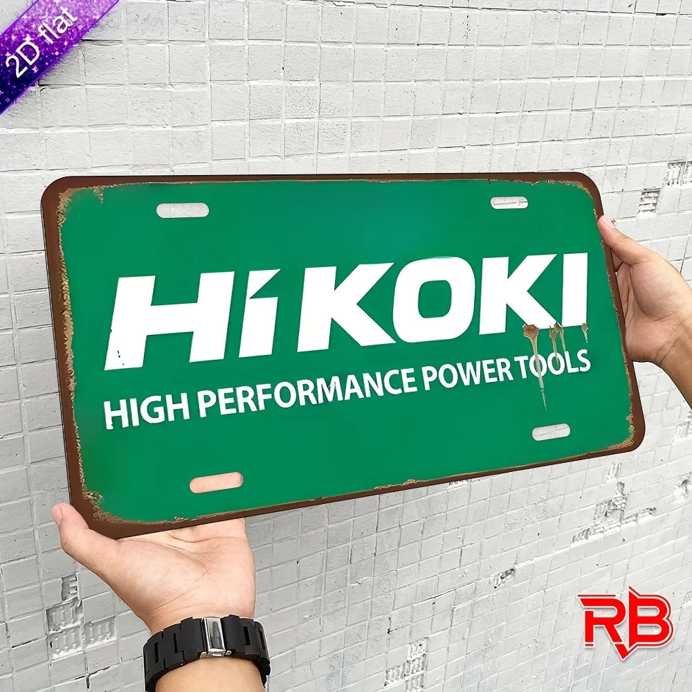 HIKOKI High Performance Power Tools Aluminum Metal Sign, UV Printed Multipurpose Wall Hanging Decor, Suitable for Home, Cafe,