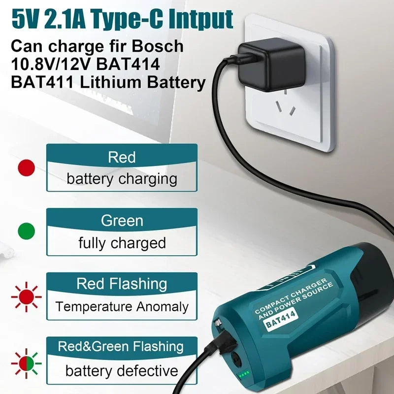 Makita Milwaukee Bosch 12V Charger Converter USB Power Adapter Phone Charger Adapter For Milwaukee For Makita For Bosch 12V Battery 12V DC Output Port