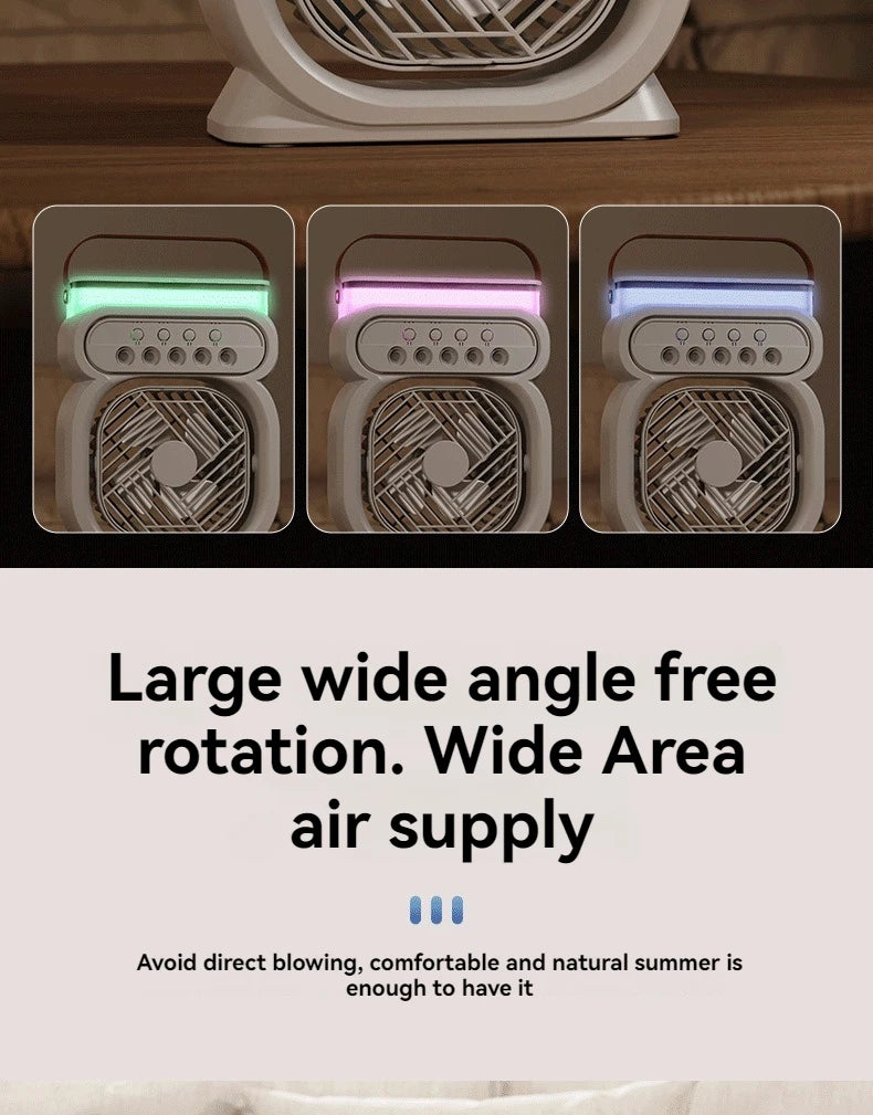 Misting Fan 3 In 1 Fan AIr Conditioner Household Small Air Cooler LED Night Light Portable Humidifier Air Adjustment Fan Office Home Fan