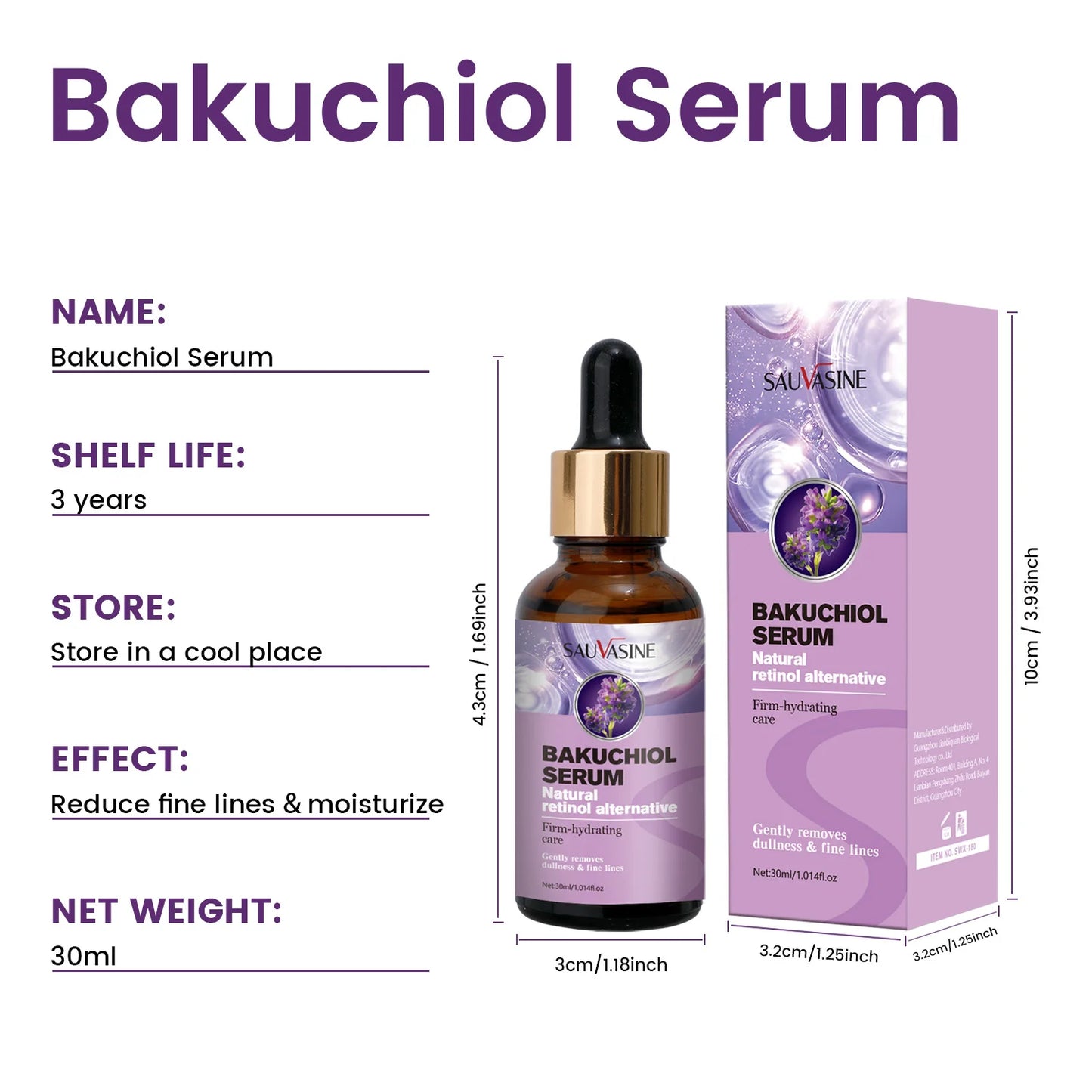 Bakuchiol Face Serum Turmeric oil Anti Aging Anti Wrinkle Firm-hydrating Brightening Facial Essence Moisturizing Fade Fine Lines Skin Care