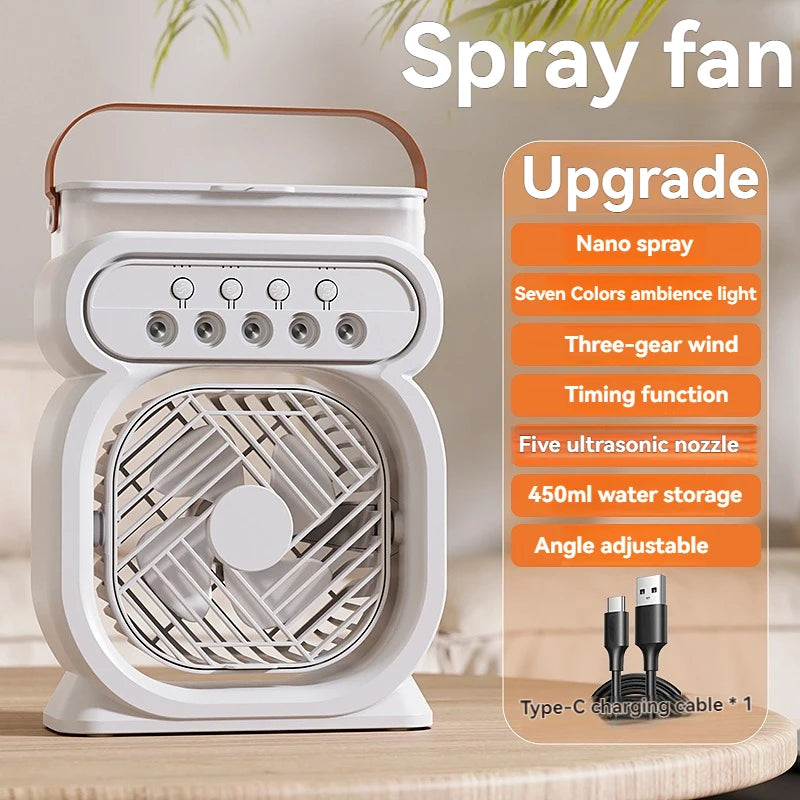 Misting Fan 3 In 1 Fan AIr Conditioner Household Small Air Cooler LED Night Light Portable Humidifier Air Adjustment Fan Office Home Fan