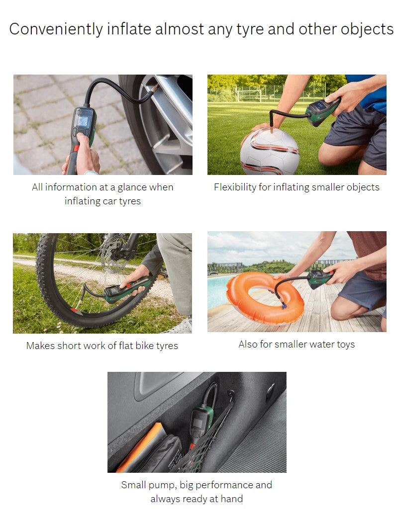 Bosch Cordless Compressed Air Pump Rechargeable Electric Pump 3.6V Portable Tire Inflatable Pump For Bicycle Car Motorcycle Ball