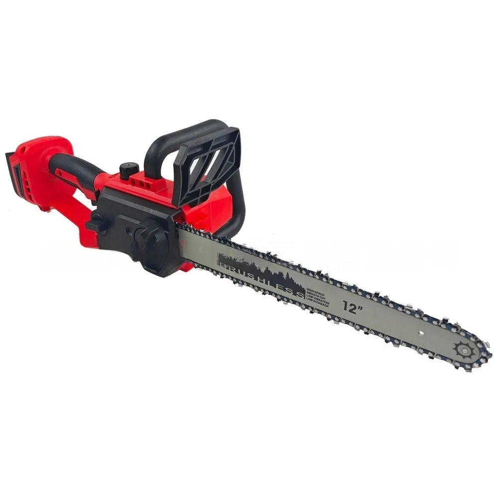 Makita Dewalt Milwaukee Compatible 18V battery 12-Inch Brushless Chainsaw Cordless Electric Chain Saw for Tree Trimming (No battery)