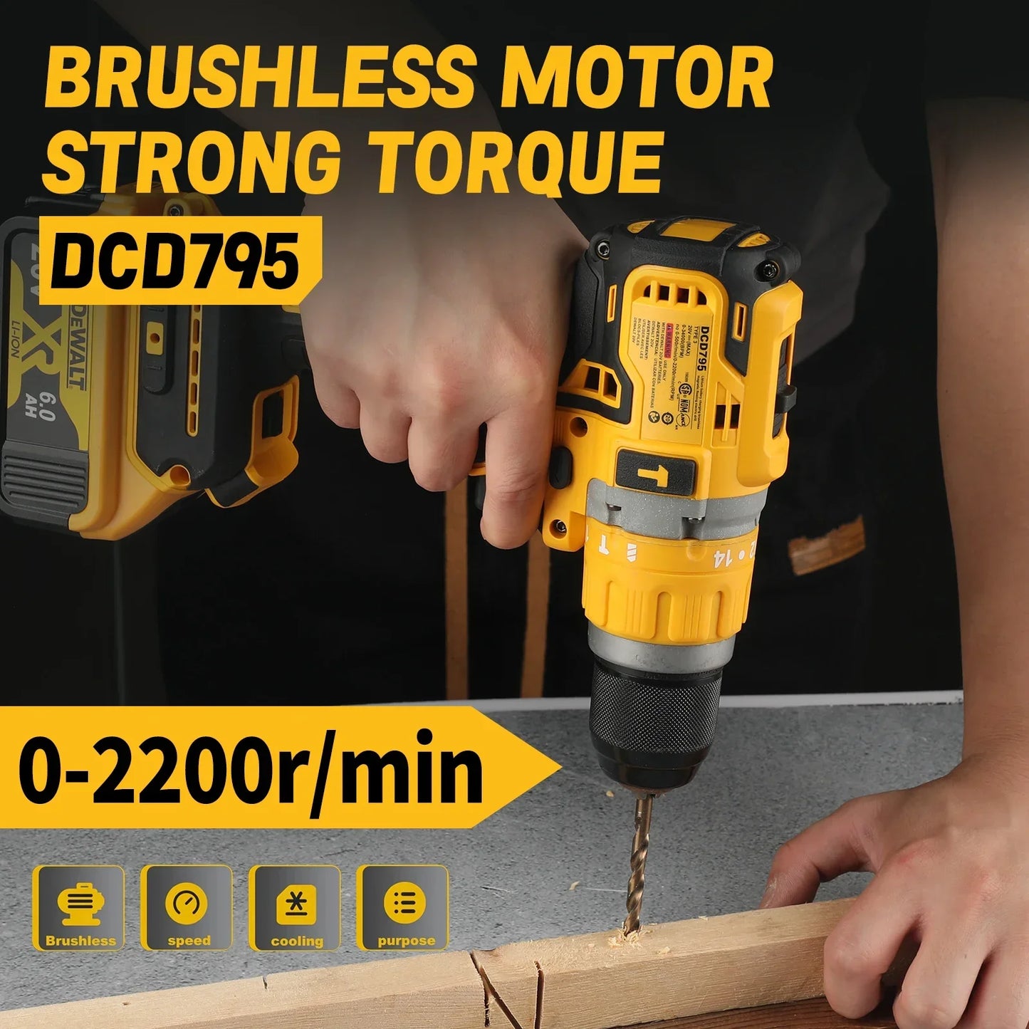 Dewalt DCD795 18v Brushless Drill with battery and AU charger