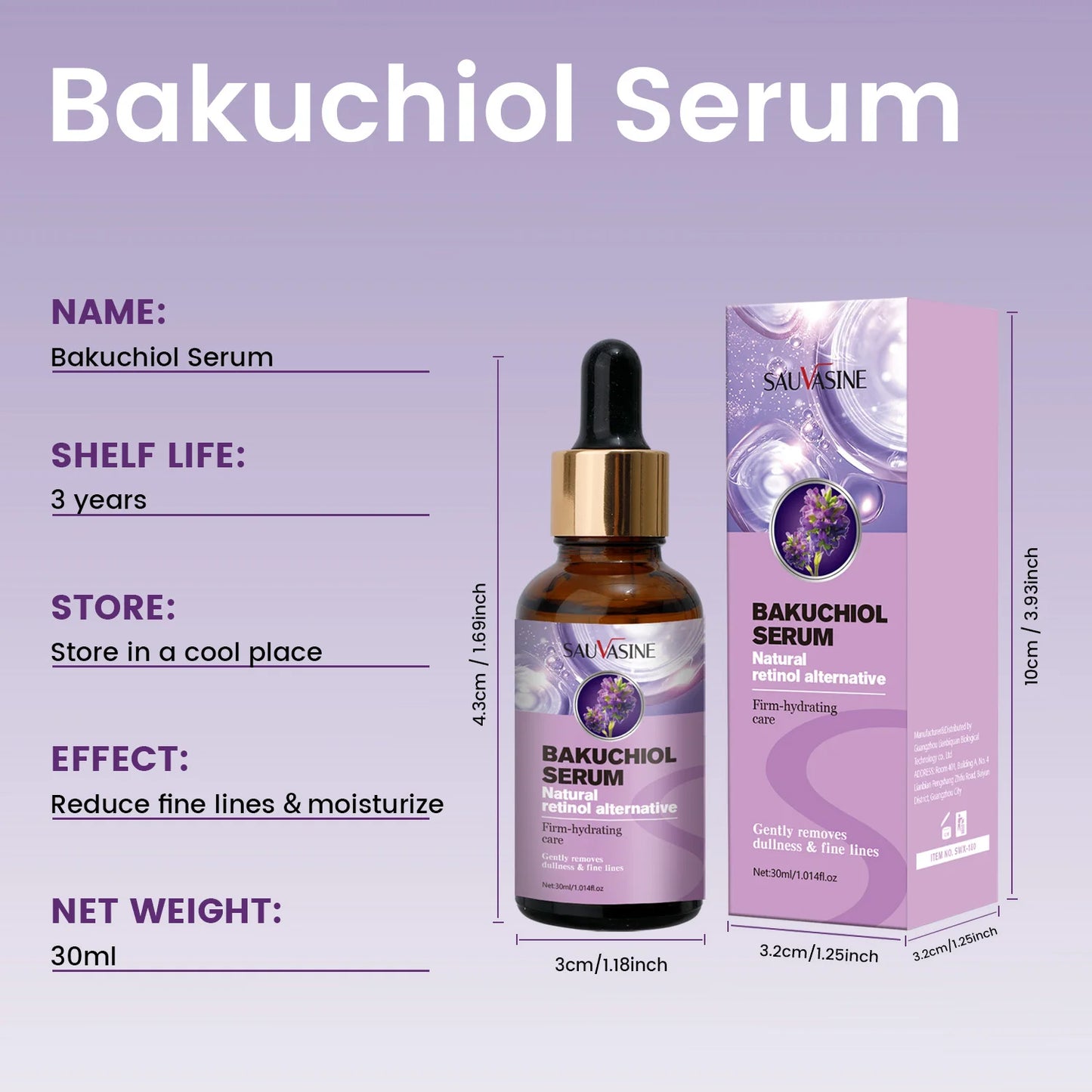 Bakuchiol Face Serum Turmeric oil Anti Aging Anti Wrinkle Firm-hydrating Brightening Facial Essence Moisturizing Fade Fine Lines Skin Care